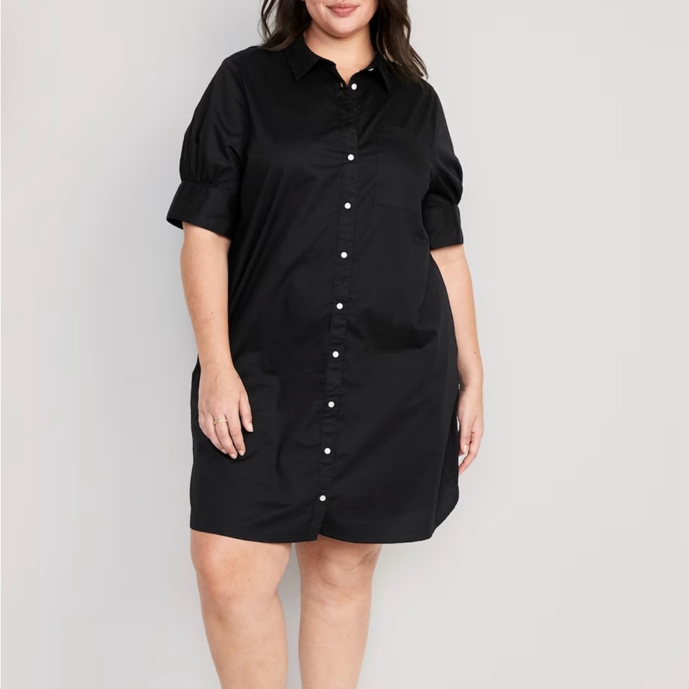 Old Navy Black Dress Shirt Collar Mini Dress